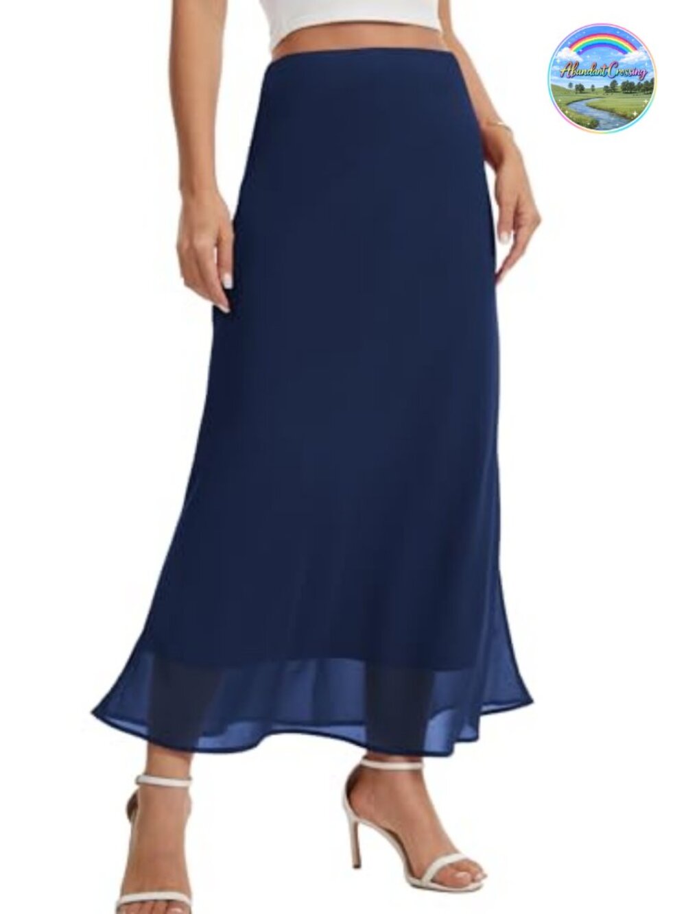 Women's Chiffon Maxi Skirt High Waist A-Line Flowy Midi Business Casual